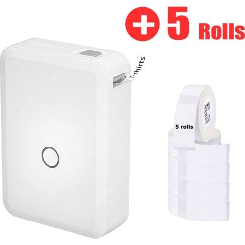 Niimbot D110 Bluetooth Thermal Label Maker Printer with 5 Rolls Self Adhesive Paper 14x22mm Supermarket Production Date Name Tag