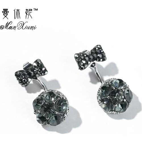 2018 Fashion Trend Crystal Stud Earring Double Sided Beads Ball Earrings Ear Stud Gift Women Jewelry Personality Classic