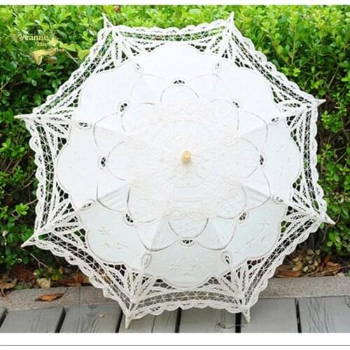 2020 Summer Vintage Lace Bridal Umbrellas 68cm*52cm White Womens Sun Umbrella Wedding Umbrella for Bride Sun Protection Umbrella