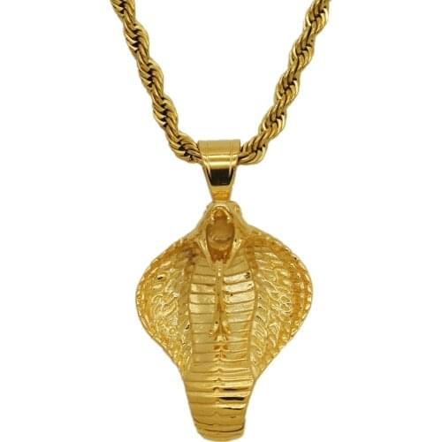 2020 New Fashion Cobra Snake Pendant Necklaces Female Gold Color Stainless Steel Animal Necklace Punk Womens Jewelry Dropship