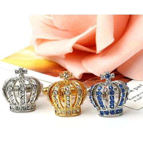 1 Pair Crystal Crown Cufflinks For Mens Women Wedding Brand Cuff Buttons Christmas Birthday Wedding Party Gifts