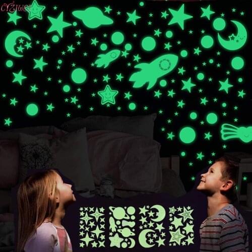 3D Luminous Stars Moon Planet Dots Wall Sticker for kids room bedroom home decoration Glow in the dark DIY combination Stickers