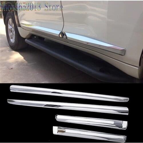 4pcs For Toyota Prado 2014-2021 ABS Chrome Side Door Body Molding Cover Anticollision trim Car Styling Accessories