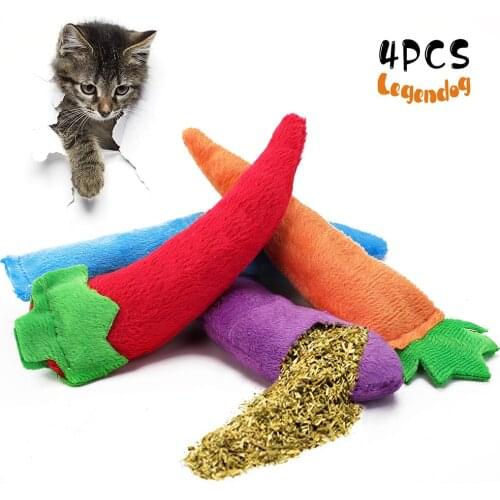 4pcs Teeth Grinding Catnip Toys Funny Interactive Carrot Fish Cat Toy Pet Kitten Chewing Toy Claws Thumb Bite Cat mint For Cats