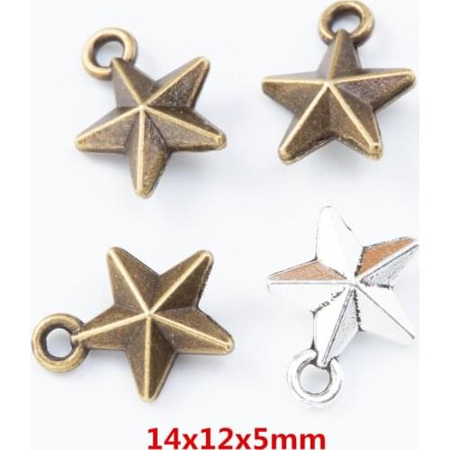 60 pieces of retro metal zinc alloy star pendant for DIY handmade jewelry necklace making 7859