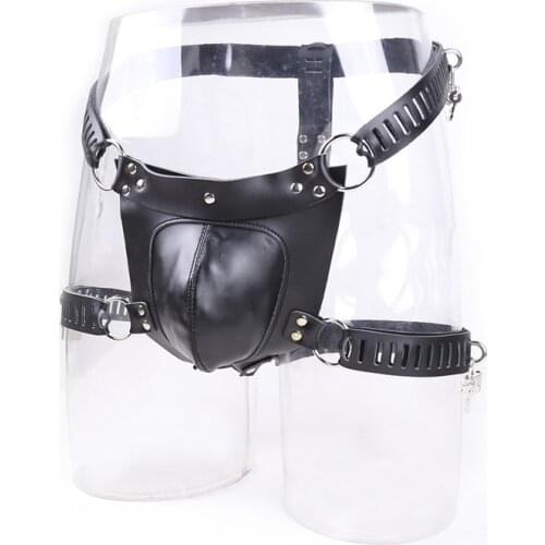 PU Leather Male Chastity Devices BDSM Bondage Restraints Sex Toys For Men Chastity Belt