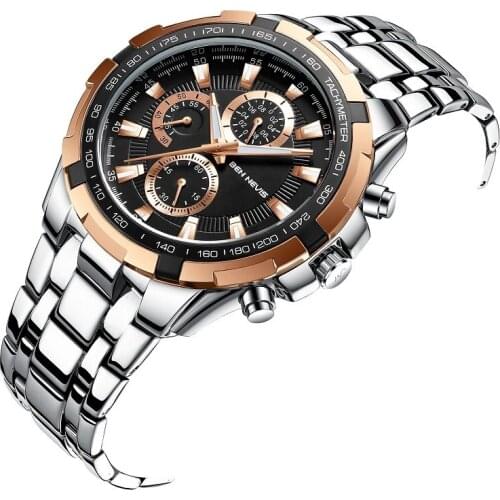 BEN NEVIS Watches for Men Chronograph Quartz Men Watch Luminous Stainless Steel Relogio Masculino +Box+Tool Dropshipping BN6018G