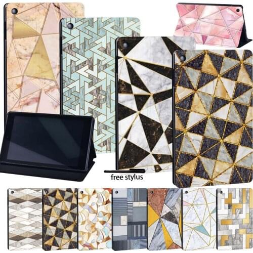 Tablet Case for Amazon Fire 7 (5/7/9th Gen)/HD8 (6/7/8th Gen)/HD10(5/7/9th Gen) Shockproof Leather Cover Case + Free Stylus