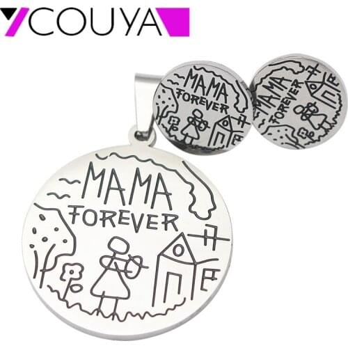 COUYA Mothers Day Gifts for mother Sweater Chain Necklaces Best Gifts "MAMA FOREVER" Pendant Necklaces and Stud Earrings