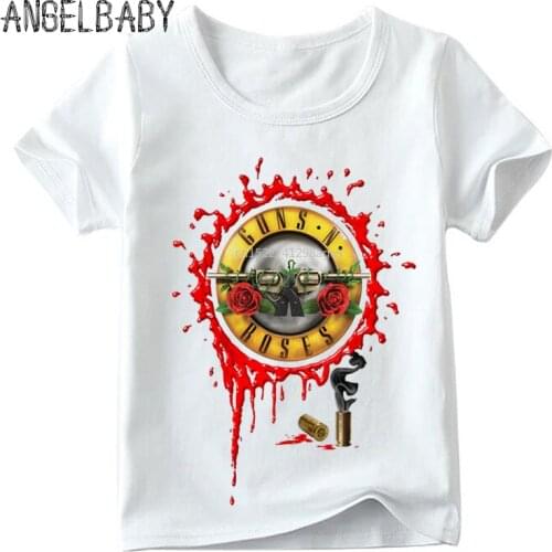Children Rock Band Gun N Roses Print T shirt Summer Kids Hip Hop Music Tops Baby Boys/Girls Skull Clothes,HKP5196