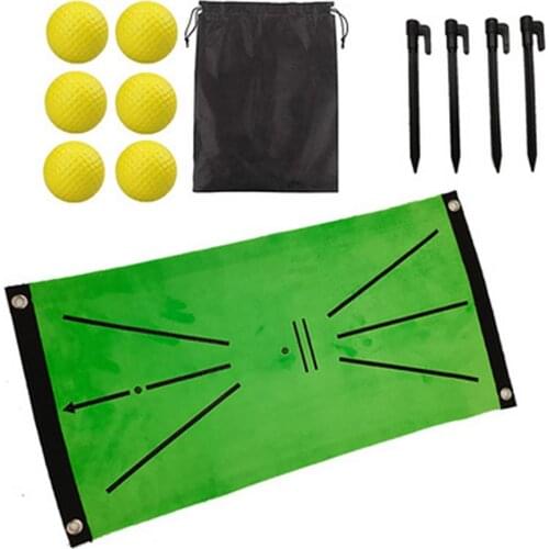 Golf Training Mat Durable Golf Practice Mat Training Aid Pad with 4 Rivet &6 Balls for Swing Detection Batting In Door Golf Game