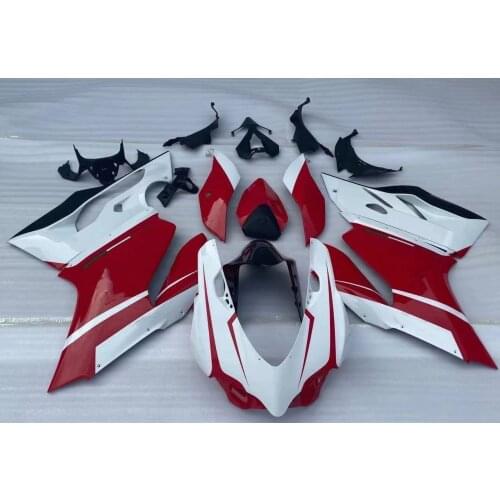WHSC ABS INJECTION MODEL MOTORCYCLE Plastic Gloss Red And White Color Full Fairings Kit For DUCATI 1199