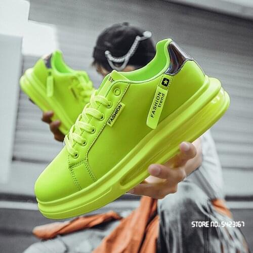 Fashion New Fluorescent Color Air Cushion Casual Shoes For Men‘s Flats Loafers Sports Walking Sneakers Zapatos Hombre Vestir