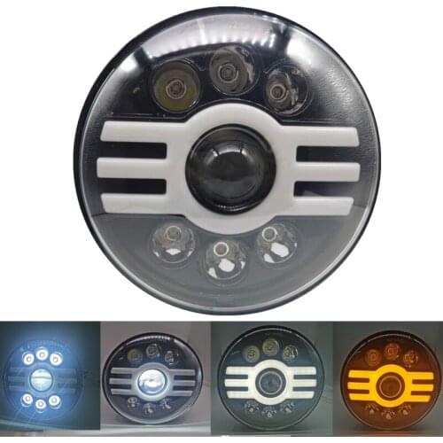 Round 7 Inch LED Motorcycle Headlamp Black Projector Motor LED Headlight Bulb for Harley Steet Glide Road King Touring Trike 4X4