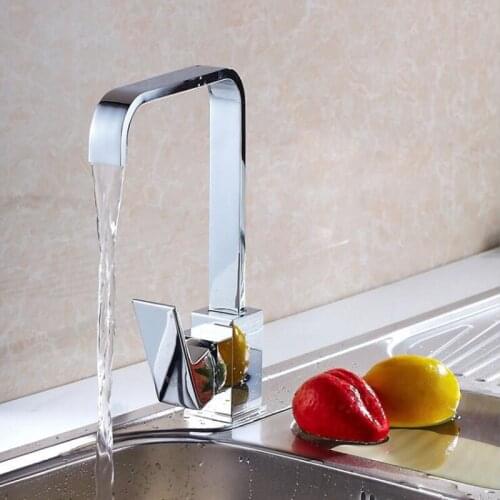 Kitchen Vidric Faucet Copper hot and cold water faucet Square waterfall faucet 360 degree rotation a faucet