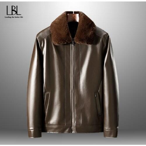 Men Faux Leather Jacket Motorcycle Man Jackets Black Outwear Male PU Leather Coats Mens Casual Windbreaker Lined Lapel Jackets