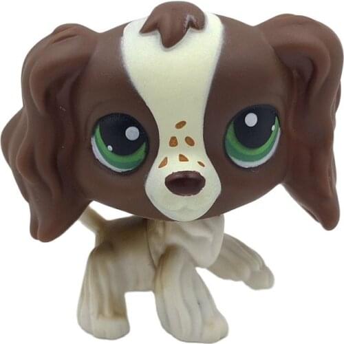 LPS CAT rare pet shop cute toys animal #156 Dark brown dog cocker spaniel GREEN eyes cute Christmas gift toys for girls