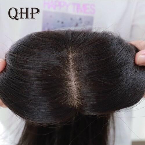 Silk Base Machine Remy Hair Topper Human hair Toupees For Women Natural Hairpiece Clip In Hair Extensions 3 colors