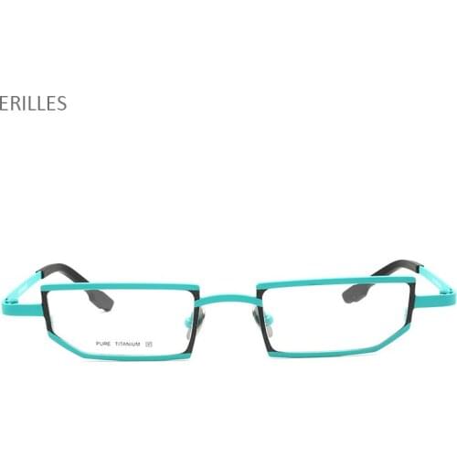 Pure Titanium Glasses Frames For Women Men Optical Eyewear Metal Eyeglass Frame Prescription Retro Nerd Blue Grey Spectacles