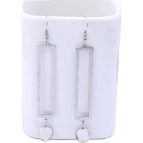 10pcs fit 10mm long earring cabochon base setting dangles stainless steel rectangle frame earrings bezel blanks diy accessories