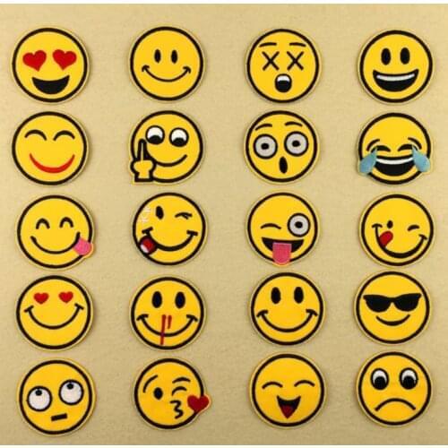 Custom 3inch Funny Smiley Smile Happy Yellow Pink Face DIY Applique Embroidered Sew Iron on