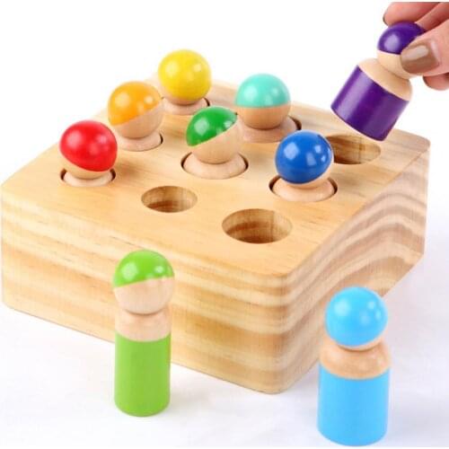 Interconnecting Blocks Wooden Cylinder Socket Building Blocks Educational Practice Kids Development Toy Educational toys 2021