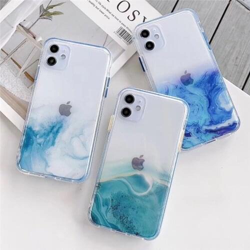 Transparent gradient marble granite stone Anti-fall soft phone case For iPhone 11 Pro 12 XS Max XR X 7 8 Plus SE 2020 back cover