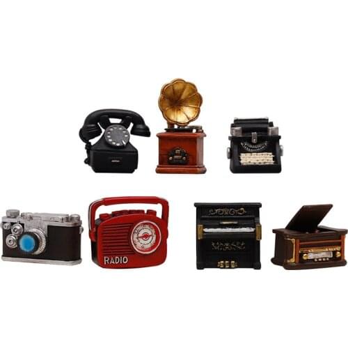 Retro nostalgic mini ornaments creative resin telephone camera living room wine cabinet decorations