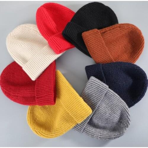 Solid Unisex Beanie Autumn Winter Wool Blends Soft Warm Knitted Cap Men Women SkullCap Hats Gorro Ski Caps Beanies