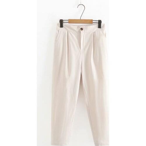 Oversize pants 2021 autumn high waist pencil pants Casual black gray cotton trousers women