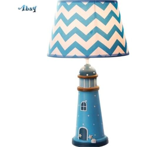 Mediterranean Sea Blue/white Lighthouse Shape Led Table Lamp for Children Bedroom Kids Bedside Lamp Study Home Decor Light Table
