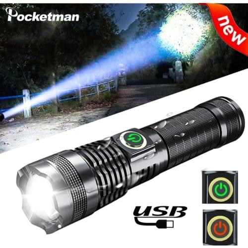900000Lm XHP50 LED Flashlight USB Light Charging 5 Modes Flashlight Built-in Battery Torch With Zoomable Power Display Lamp