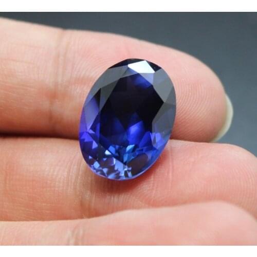 The royal blue stone beads for jewelry making faceted loose corundum bright oval shape