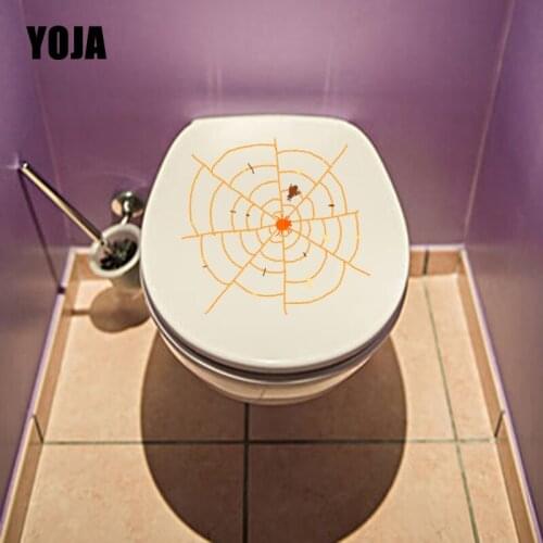 YOJA 23.2X22.1CM Intereting Hand Painted Spider Web Toilet Decal Living Room Home Decor Wall Sticker T5-1154