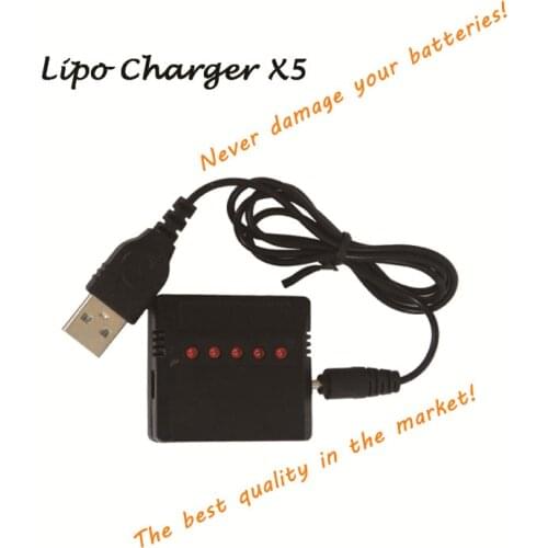 X5 5 in 1 3.7v Lipo Battery Charger USB for JJRC H36 Hubsan H107D H107L X4 Wltoys Syma X5C/UDI RC Quadcopter W/ RC LED Indicated