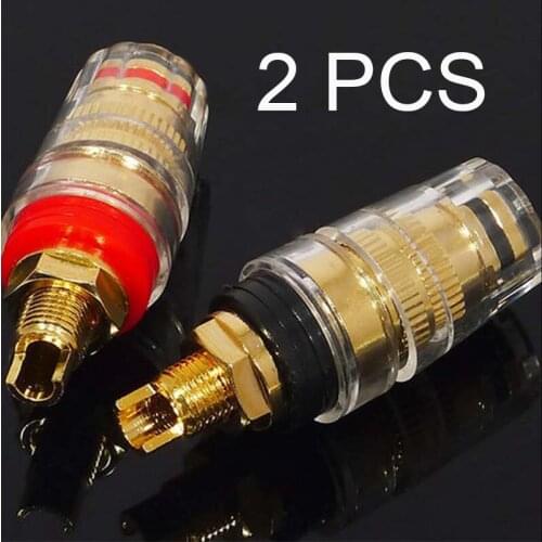 2Pcs Audio Speaker Binding Post short Thread Terminal Banana Plug Gold Plated NEW