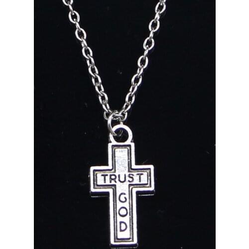 20pcs New Fashion Necklace 24x13mm cross trust god Pendants Short Long Women Men Colar Gift Jewelry Choker