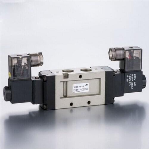 3/8" VF 3 position 5 way pilot-operated type double solenoid lead wire 300mm loking type B pneumatic solenoid valve coil 220V