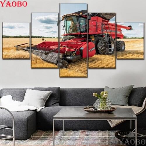 5 Pcs/Set Wheat Field Vehicles Tractor Pictures Of Rhinestones 5D Diy Diamond Painting mosaic Diamond Embroidery wall Decor art