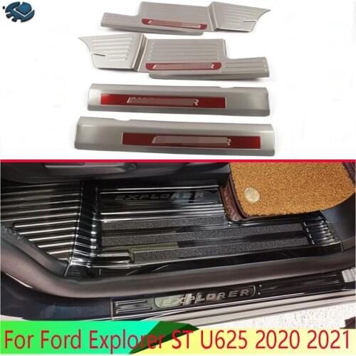 For Ford Explorer ST U625 2020 2021 Car Accessories Stainless Steel Door Sill Panel Scuff Plate Kick Step Trim Cover Protector