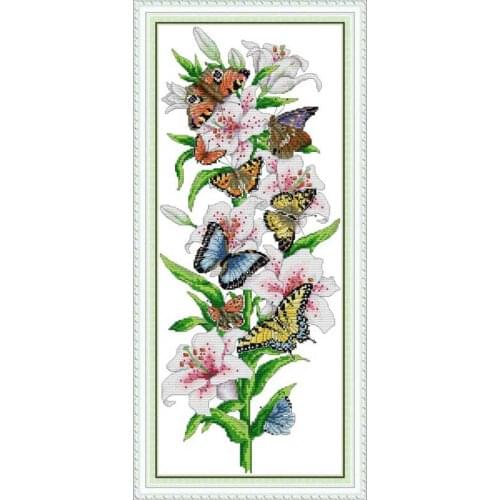 Butterflies love flowers counted printed on the canvas 11CT 14CT DIY kit Cross Stitch embroidery needlework Sets home decor