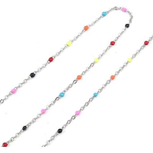 1 M New Stainless Steel Link Cable Chain Metal Multicolor Enamel Chains For Fashion DIY Jewelry Making Supplies 2.5x2mm