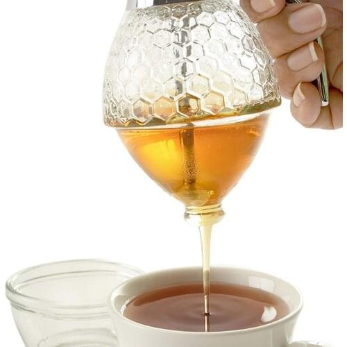 Juice Syrup Cup Bee Honey Drip Dispenser Kettle Kitchen Honey Accessories Stand Squeeze Bottle Pot Container Jar Storage Ho E2I7