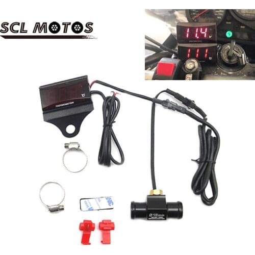 SCL MOTOS Motorcycle 12V Digital Thermometer LED Water Temperature With Stand Sensor Interface For Yamaha Honda Suzuki KTM BWM