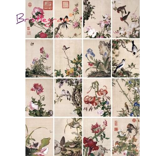 BRISTLEGRASS Wooden Jigsaw Puzzles 500 1000 Piece Flower Giuseppe Castiglione Masterpiece Educational Toy Chinese Painting Decor