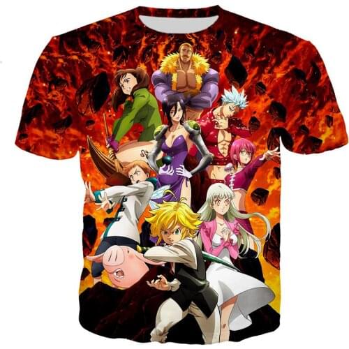 Seven Deadly Sins Nanatsu T-Shirt Men Women 3D Print Anime Tshirts Boy Girl Cartoon Fans Clothes Teens Party Gift Birthday Tees
