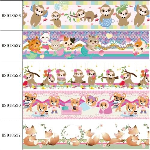 HSDRibbon free shipping 3" 75mm heat transfer printed hsd-design series Grosgrain Ribbon 50Yards/Roll