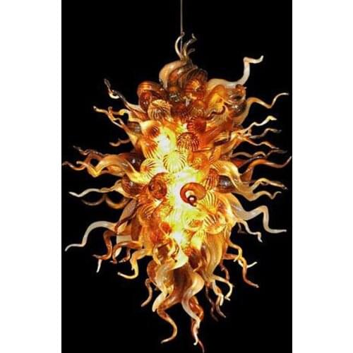 Custom Amber Pendant Lamps Personality Art Glass Chandelier Hotel Indoor Decoration Lighting 40 Inches