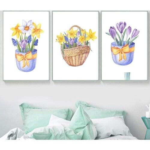Canvas Painting Potted Plants Tulip Flower Minimalist Wall Art Nordic Posters And Prints Pictures Modern For Living Room Decor