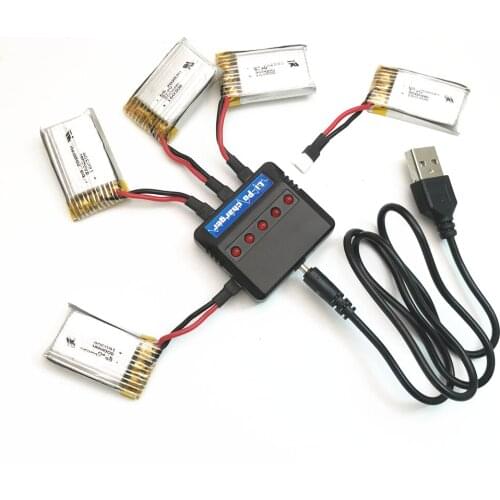 Hobby Hub 5pcs 3.7V 300mAh 45C For 1306 Udi U816 U830 F180 E55 FQ777 FQ17W Battery With Charger For RC Quadcopter Spare Part